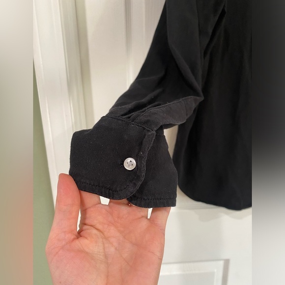 Frank and Eileen Button Down Shirt Black Womens Medium Long Sleeve Knit Tee Lab - Picture 9 of 12